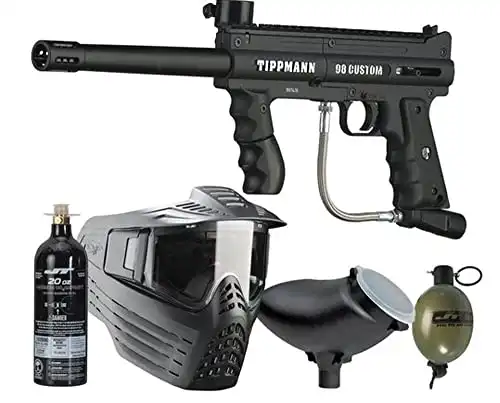 Tippmann 98 Paintball Marker Power Kit with Goggle, 20oz CO2 Tank, Hopper, Squeegee and M8 Grenade