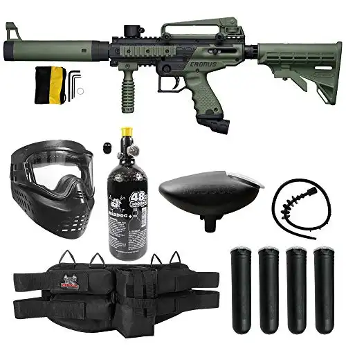 Maddog Tippmann Cronus Tactical Silver HPA Paintball Gun Marker Starter Package - Black/Olive