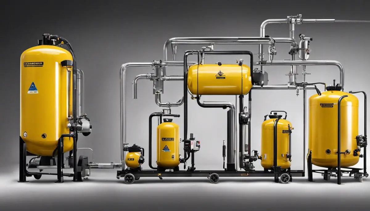 Illustration of different sizes of compressed air tanks.