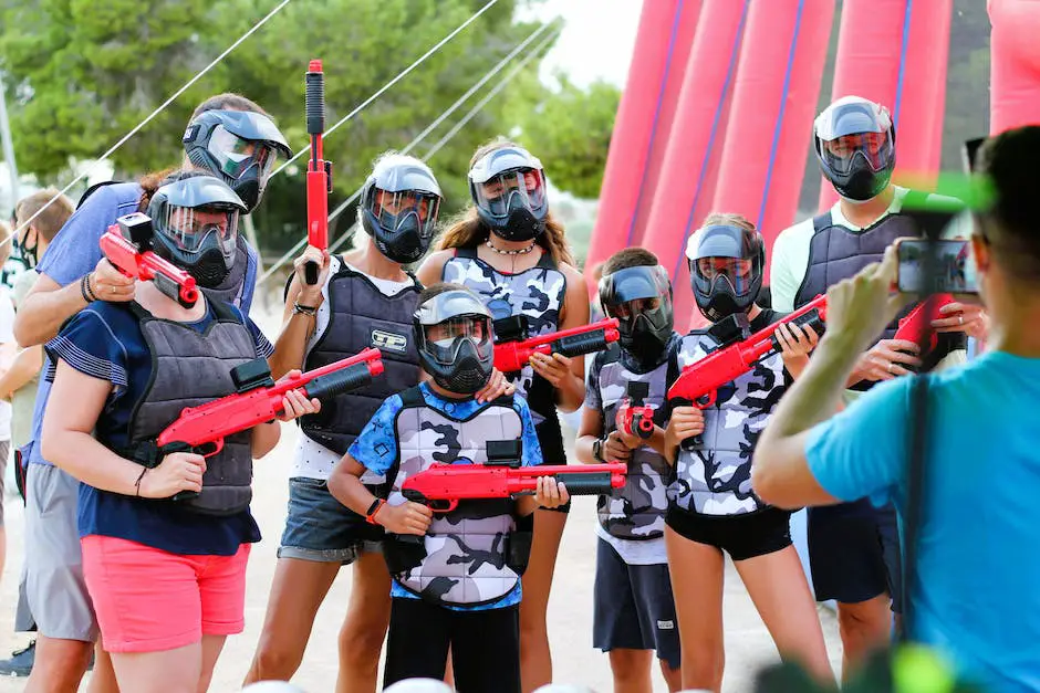 A group of players wearing paintball gear in an indoor facility