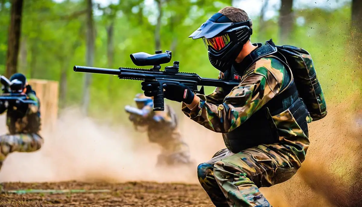 Paintball fields with diverse layouts and energetic atmosphere, promising an unforgettable experience for enthusiasts in Louisiana.