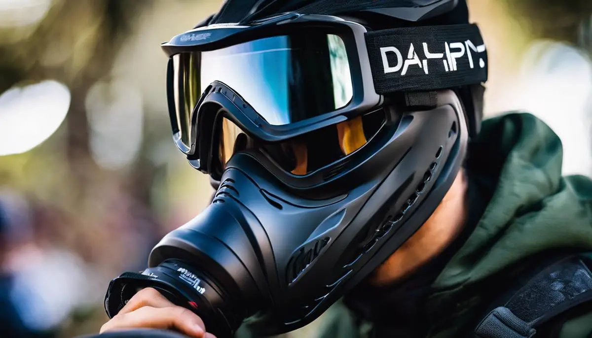 Image of paintball goggles with dashes instead of spaces